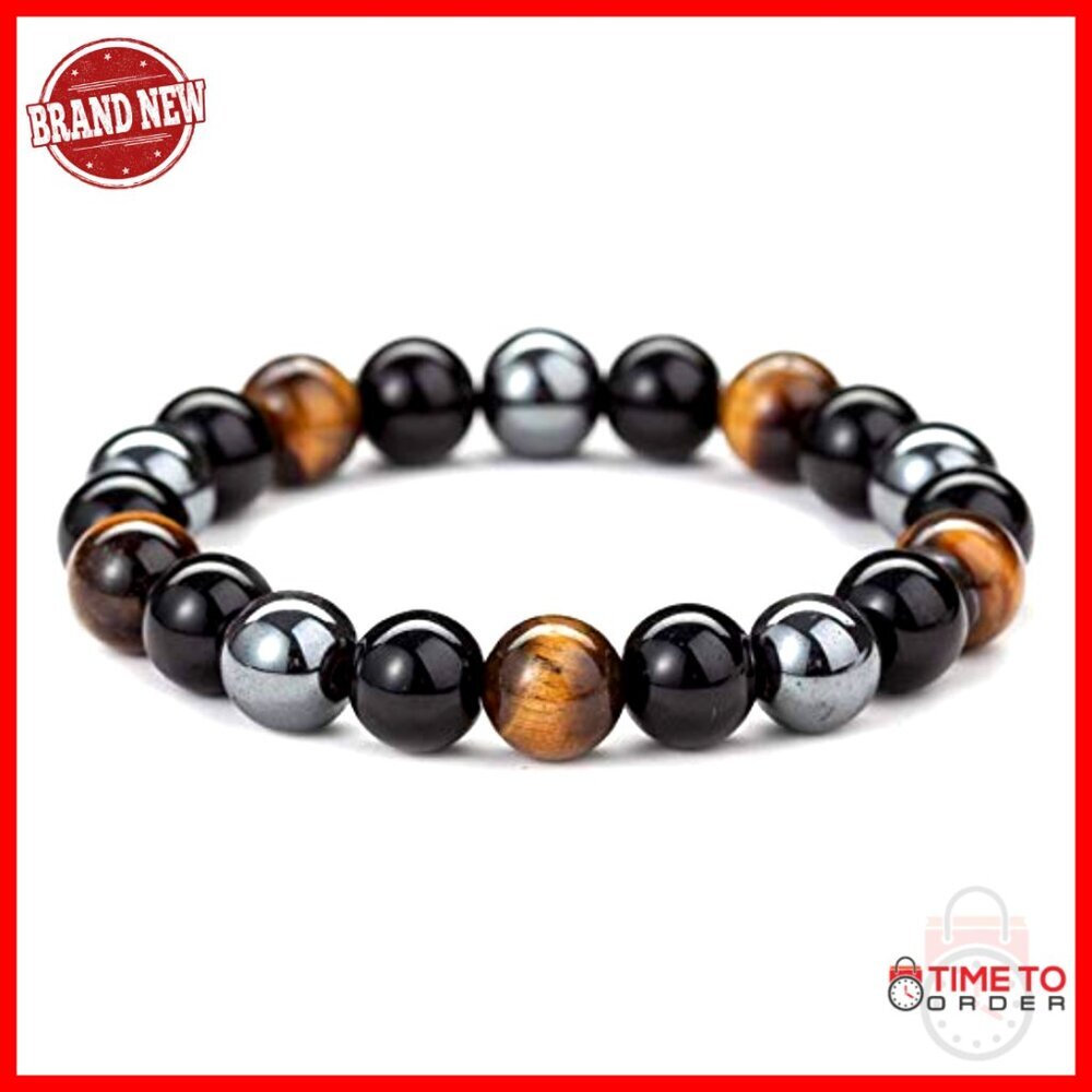 Double-Headed Dragon Bracelet, Stretch Fit, Stone Beads, Spiritual Protection